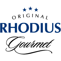 Logo of the RHODIUS Gourmet brand.